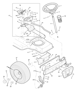 Steering Diagram and Parts List for 42830B 1996 Briggs and Stratton Lawn Tractor